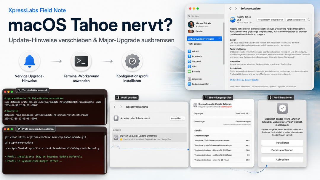 macOS Tahoe nervt? Update-Hinweise verschieben und Major-Upgrade sauber ausbremsen